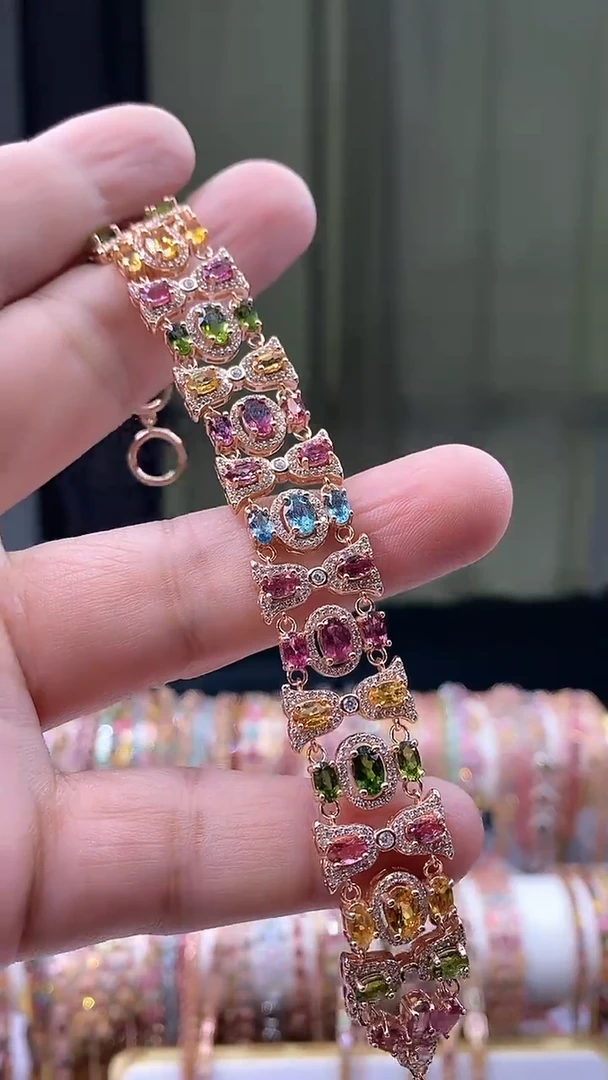 【闪购商品】碧玺手链银S925镶嵌6545435354354354