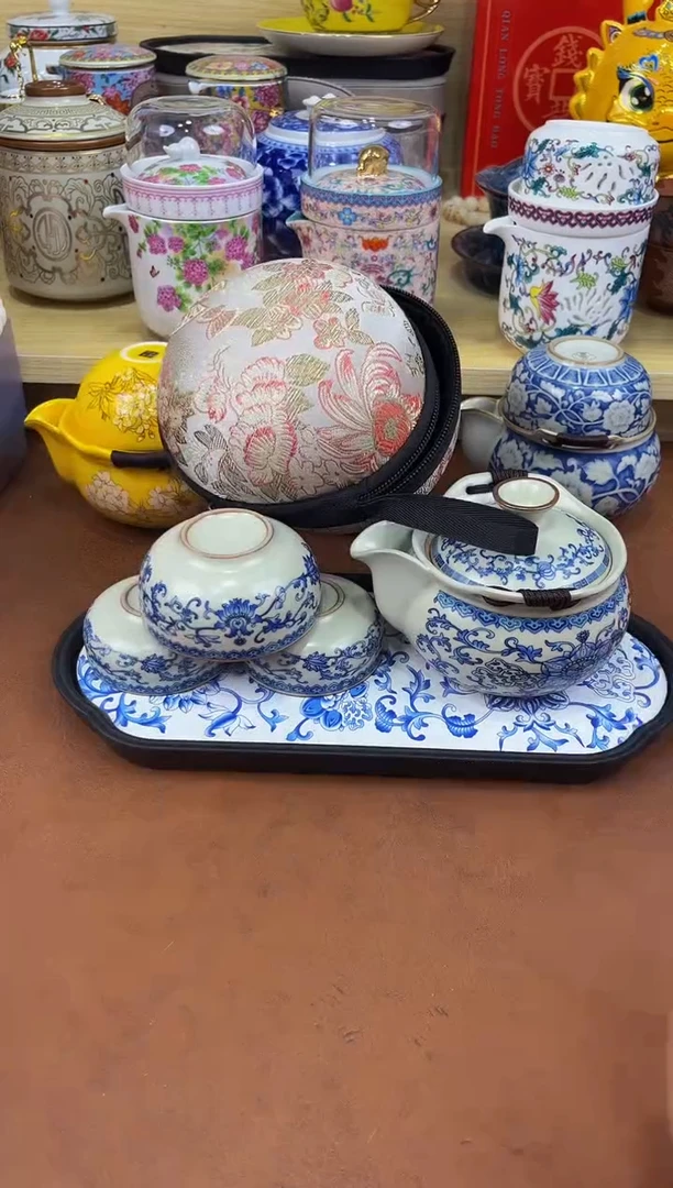 陶瓷茶具摆件旅行套组