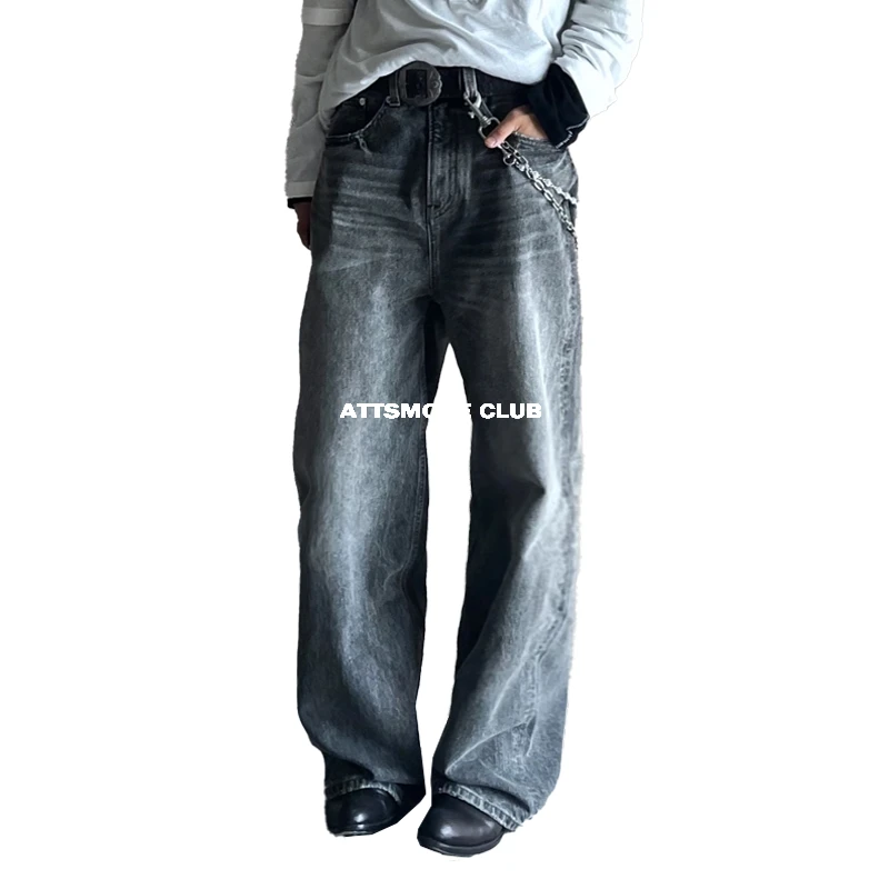 【线上商店】巴黎复古做旧水洗灰2021m直筒牛仔裤Cleanfit裤子美式