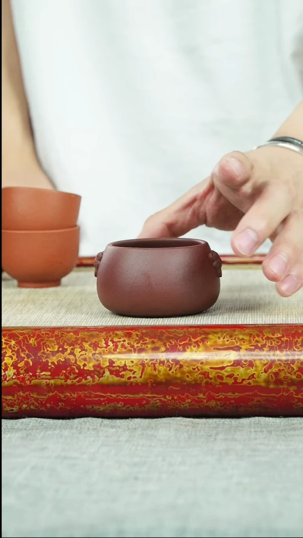 茶壶紫砂小口杯 紫泥 魏茸茸