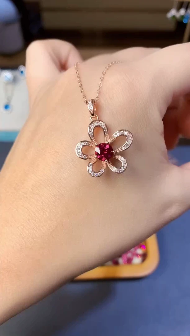 银S925镶嵌吊坠石榴石天然镁铝