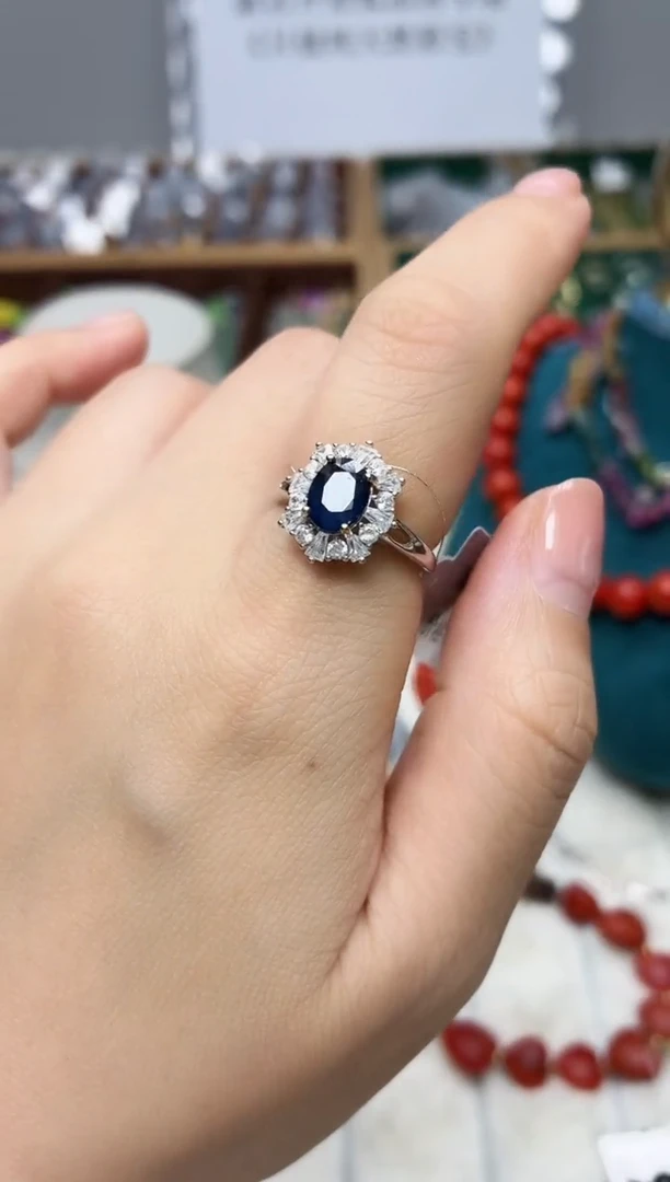 戒指蓝宝石银S925镶嵌189BJ1212产品一个（多样性）