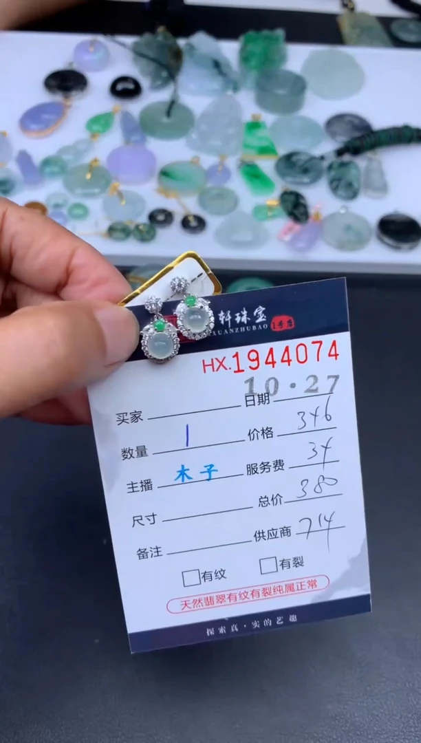 未镶嵌挂件翡翠哈轩 耳饰1对