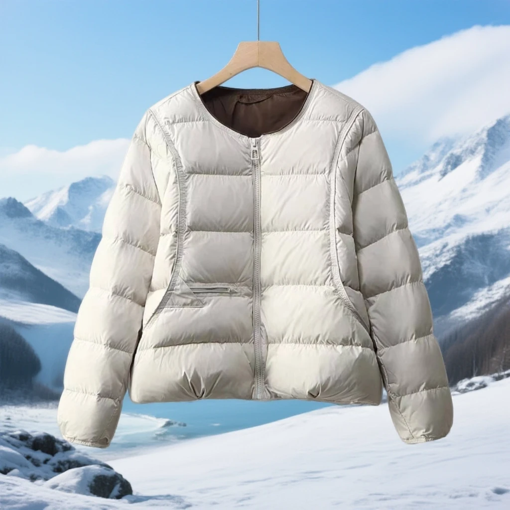 甜甜D5酱无领短款新国标云感高奢90羽绒服-GJ