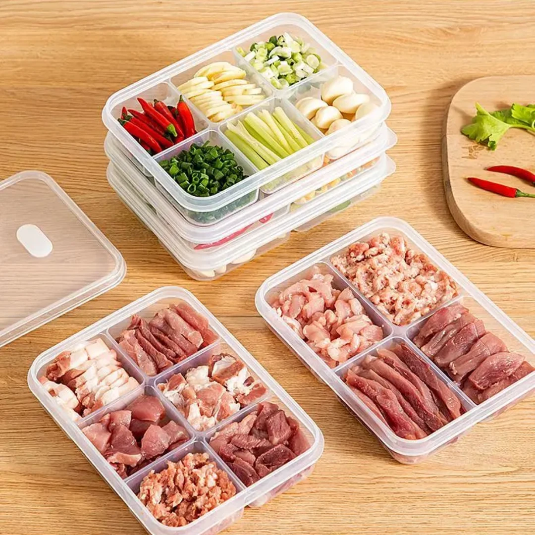 【6格】冰箱4格收纳盒家用分格冻肉蔬菜食物分装盒大容量