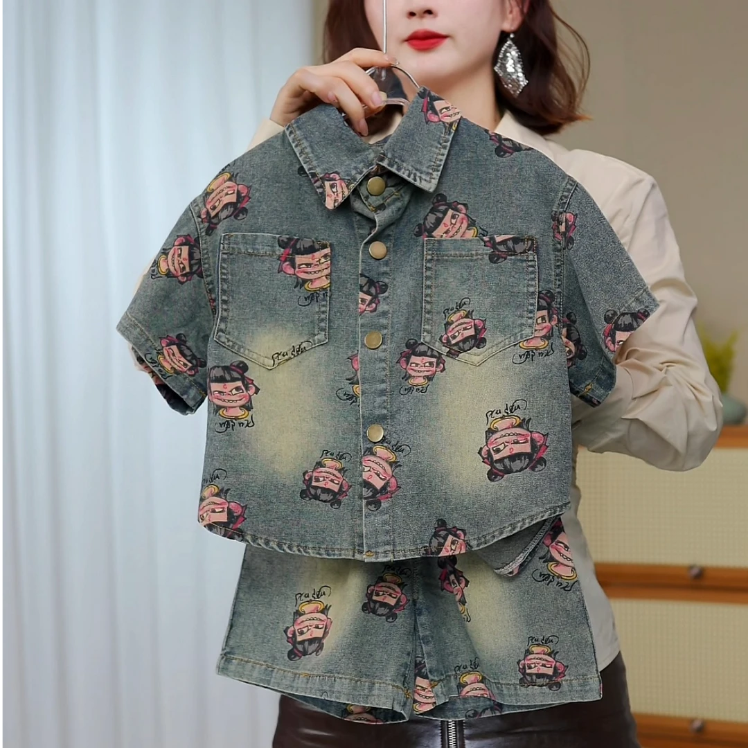 儿童春季新款哪吒卡通软牛仔休闲外套可爱宽松百搭时尚夏季童装