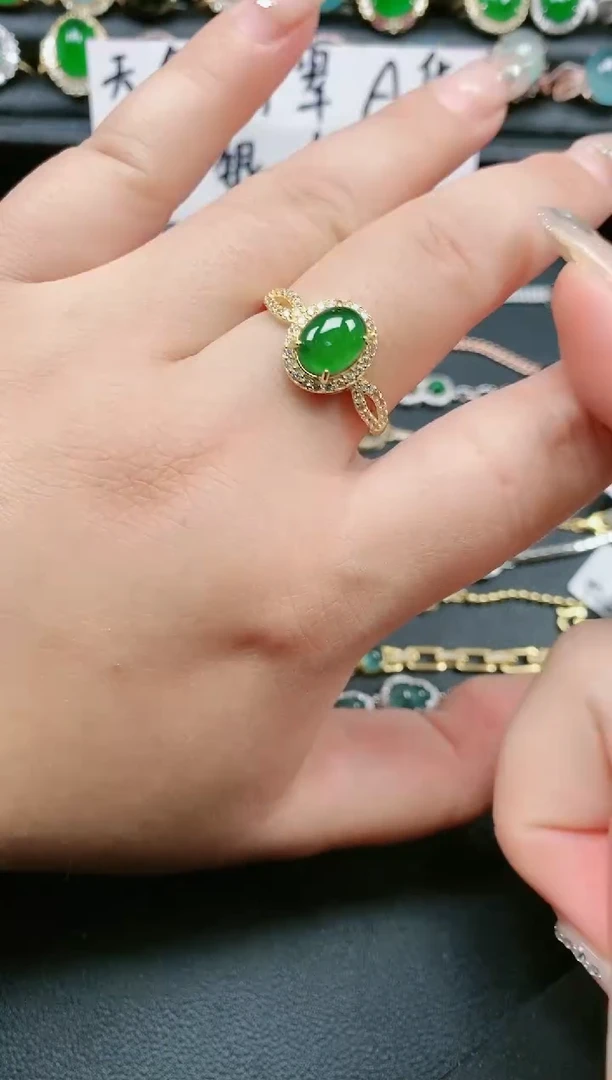 翡翠戒指银S925镶嵌111111111