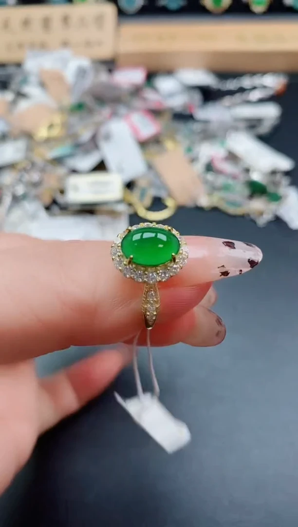 银S925镶嵌戒指翡翠1