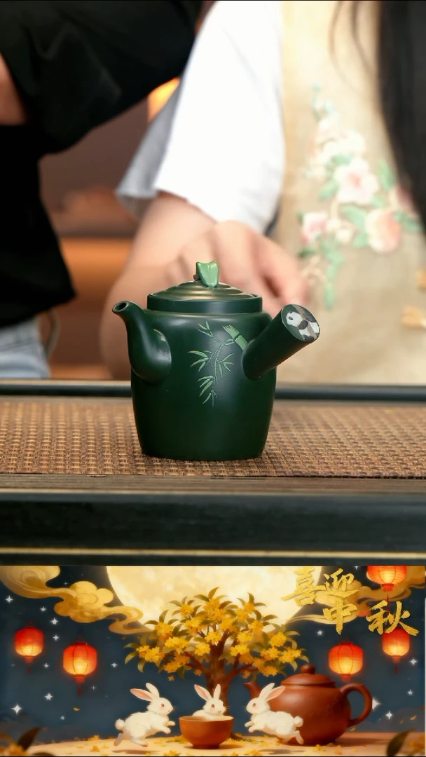 YHY184绿泥侧把壶