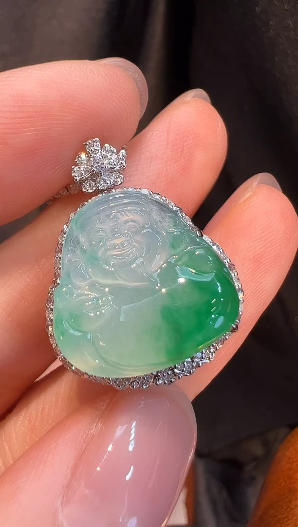 吊坠(不含链)18K金镶嵌翡翠L6吊坠