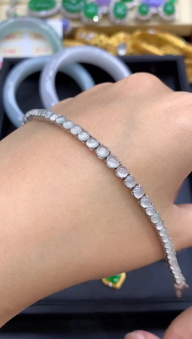 18K金镶嵌手链翡翠542-中国好珍宝