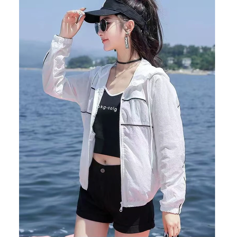 轻薄防晒衣女防紫外线韩版宽松白色简约时尚防晒服外套2025夏新款