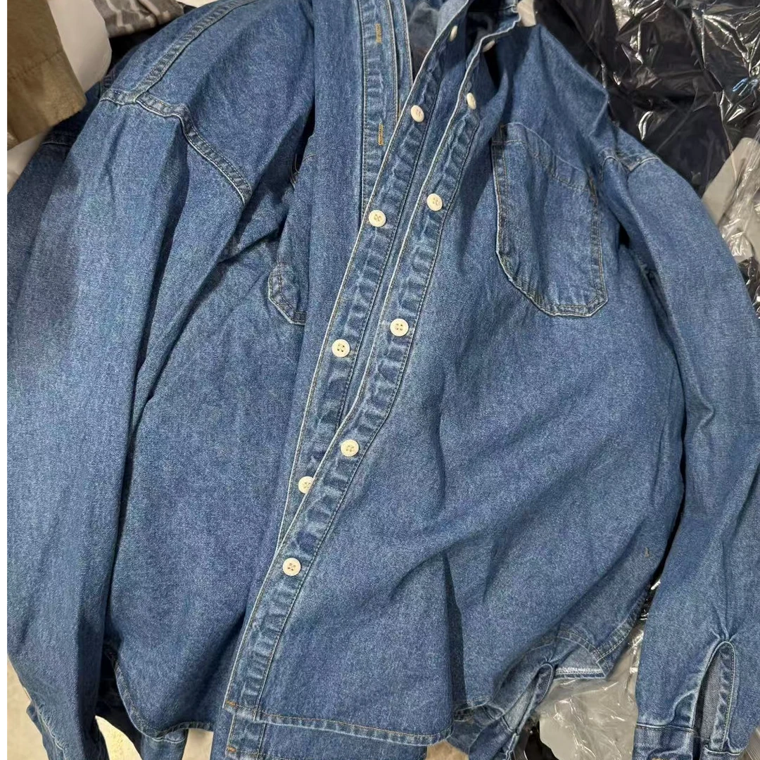 【NO退NO换】韩国东大门2025春款蓝色牛仔口袋衬衣外套