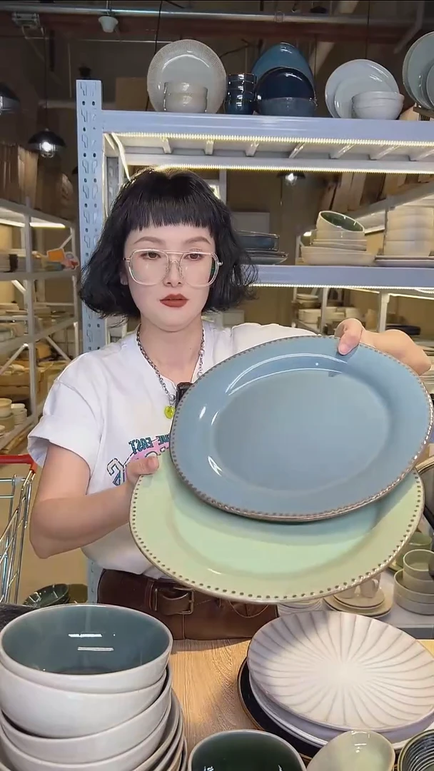 瓷139外贸尾货高温釉下彩餐具默认微瑕