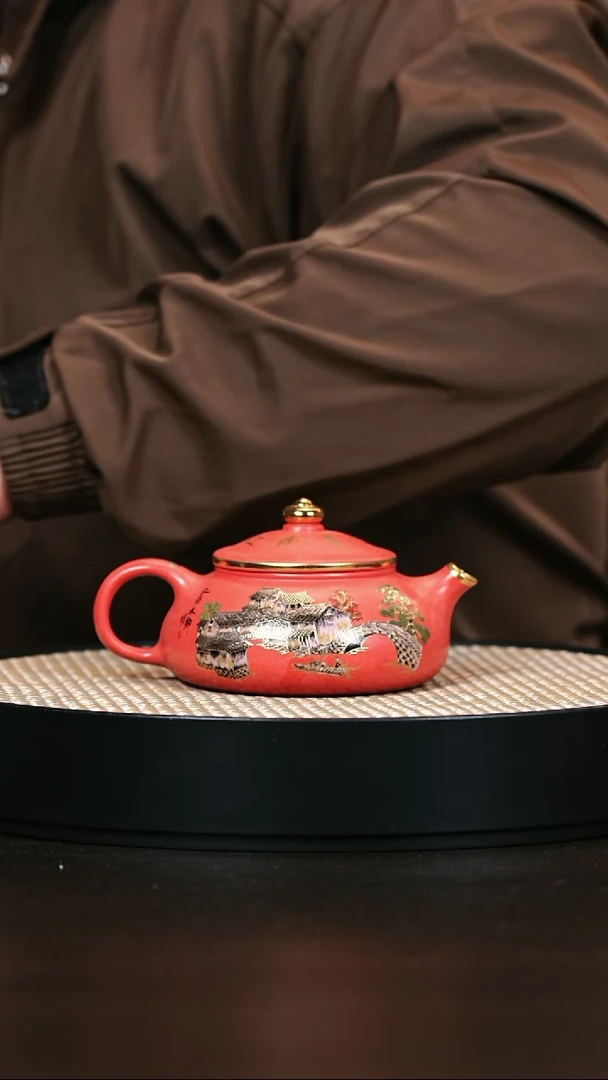 茶壶紫砂寒江 桃花泥
