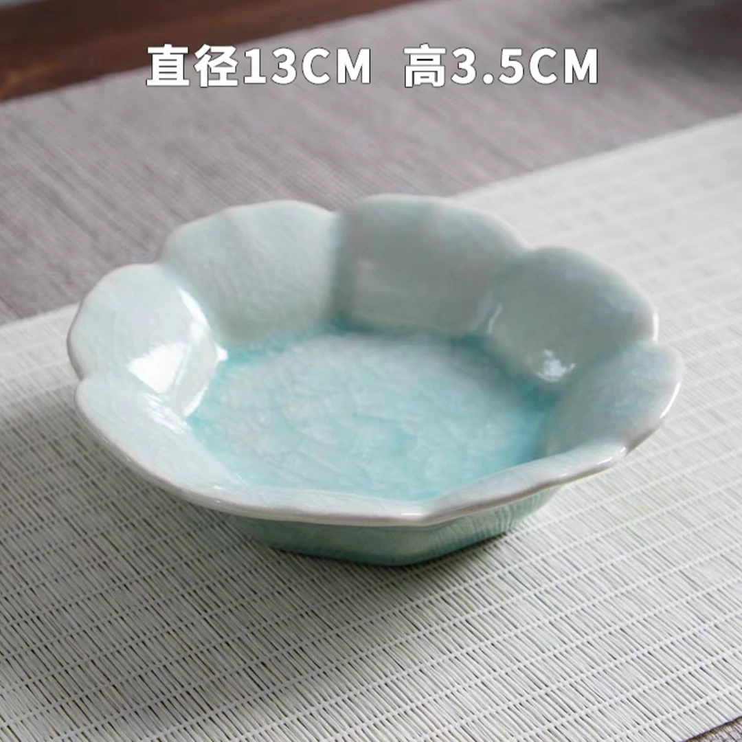 冰裂八瓣果盘壶承（冰蓝）| 周大乐优选 | 景德镇陶瓷