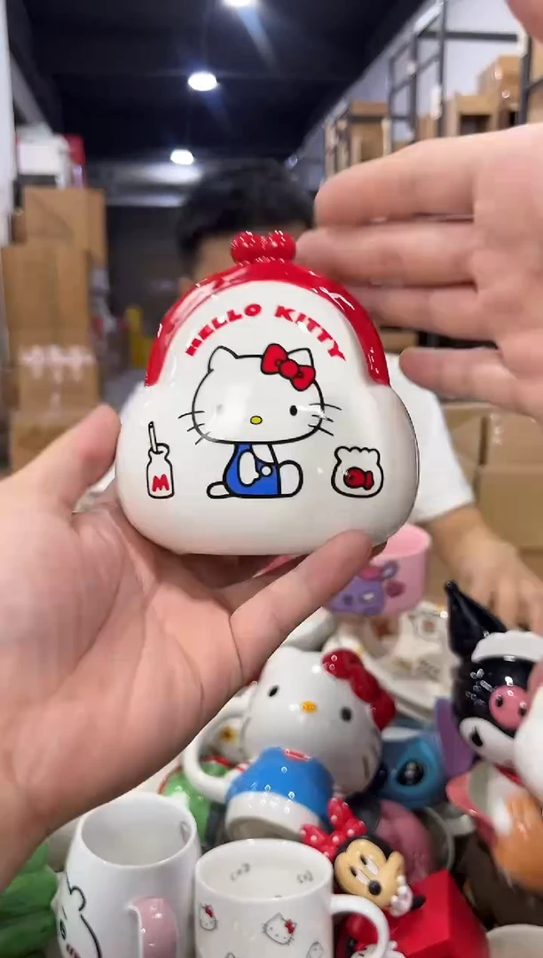 瓷片kt猫钱包造型钱罐