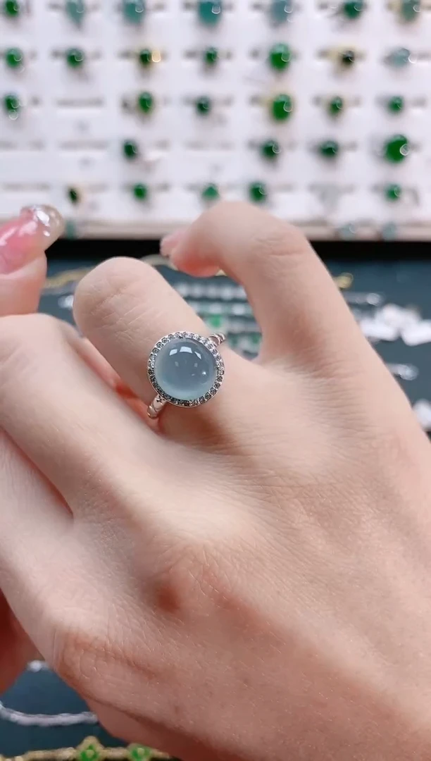 【闪购商品】翡翠戒指银S925镶嵌天然翡翠