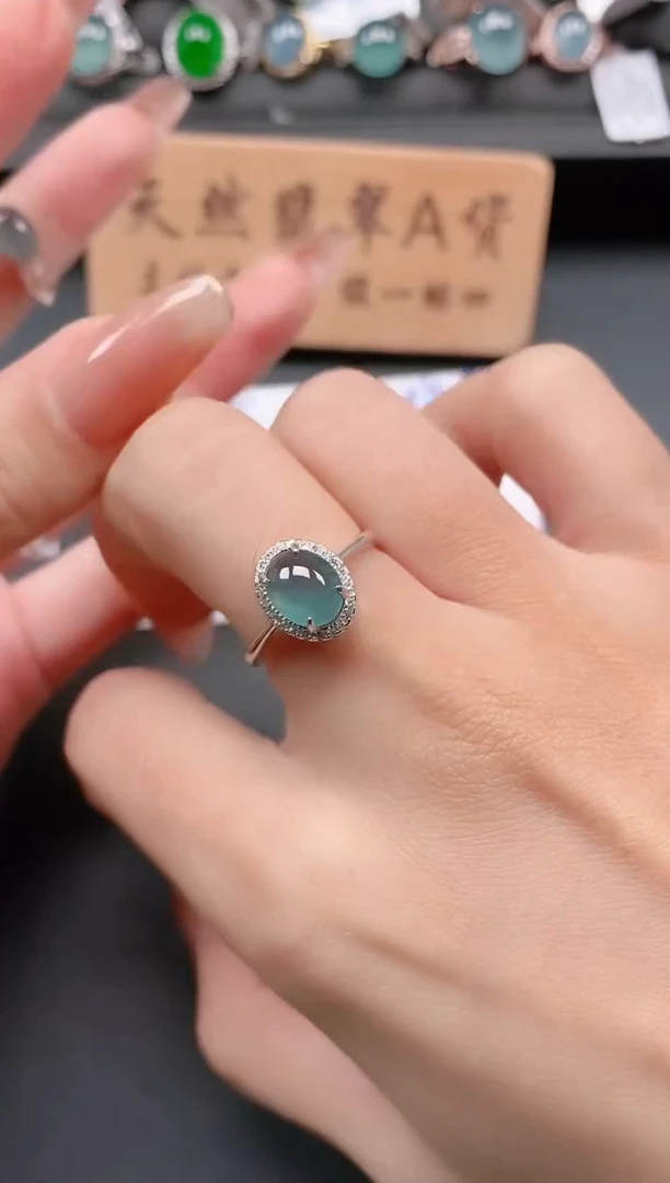 银S925镶嵌戒指翡翠111