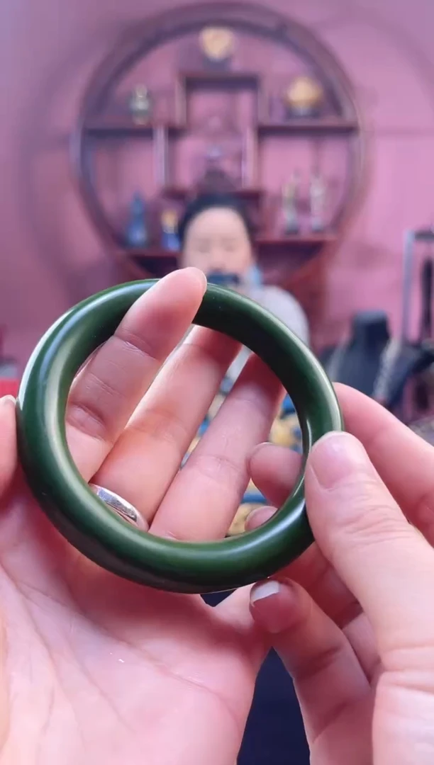 w*x非遗 大漆铜手镯 绿色 57