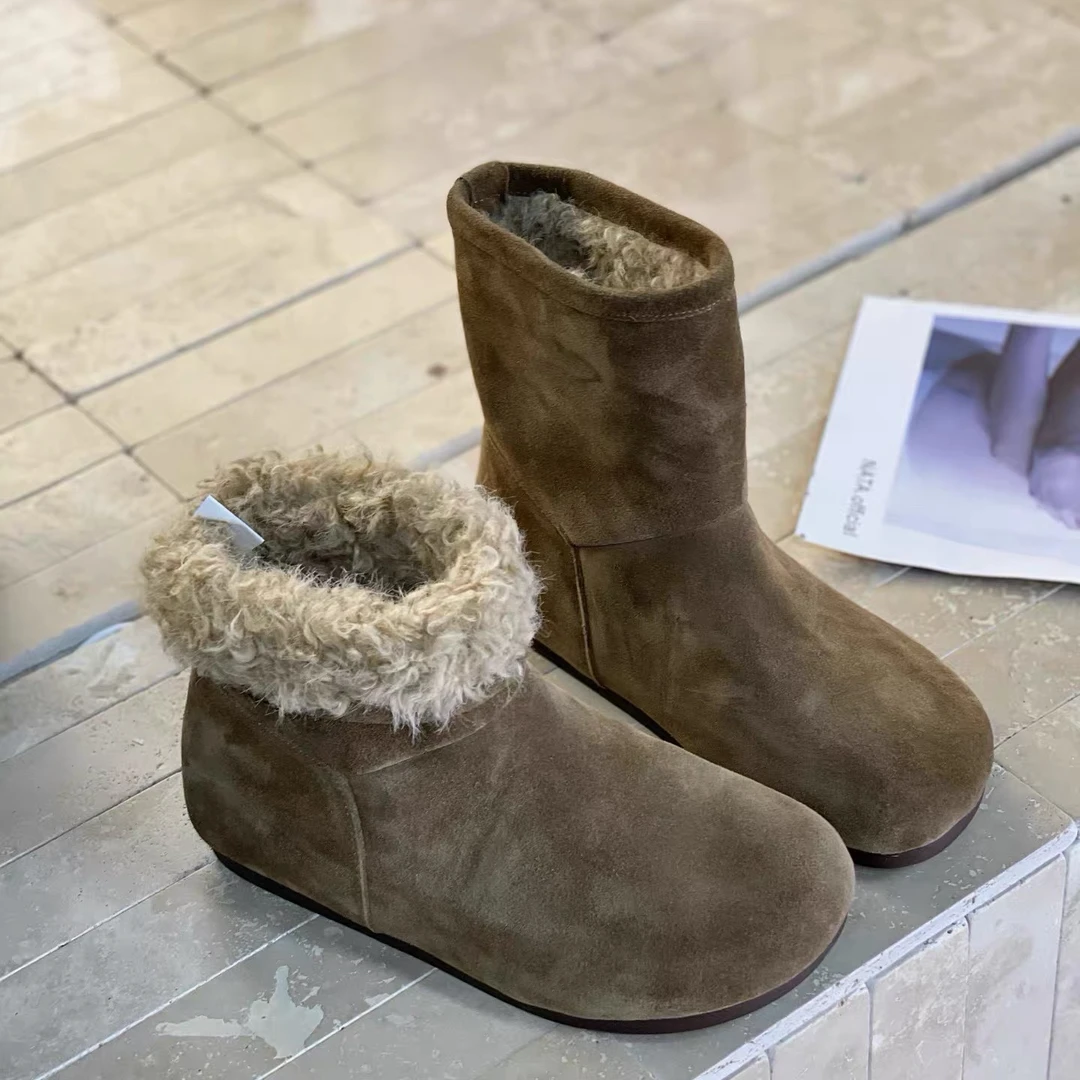 牛皮版！日系文艺森女复古磨砂真皮两穿保暖加绒勃肯棉靴778-96/D