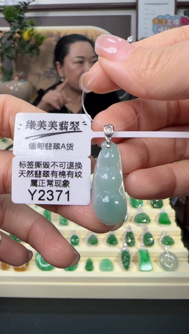 颈饰18K金镶嵌翡翠Y2371富贵豆