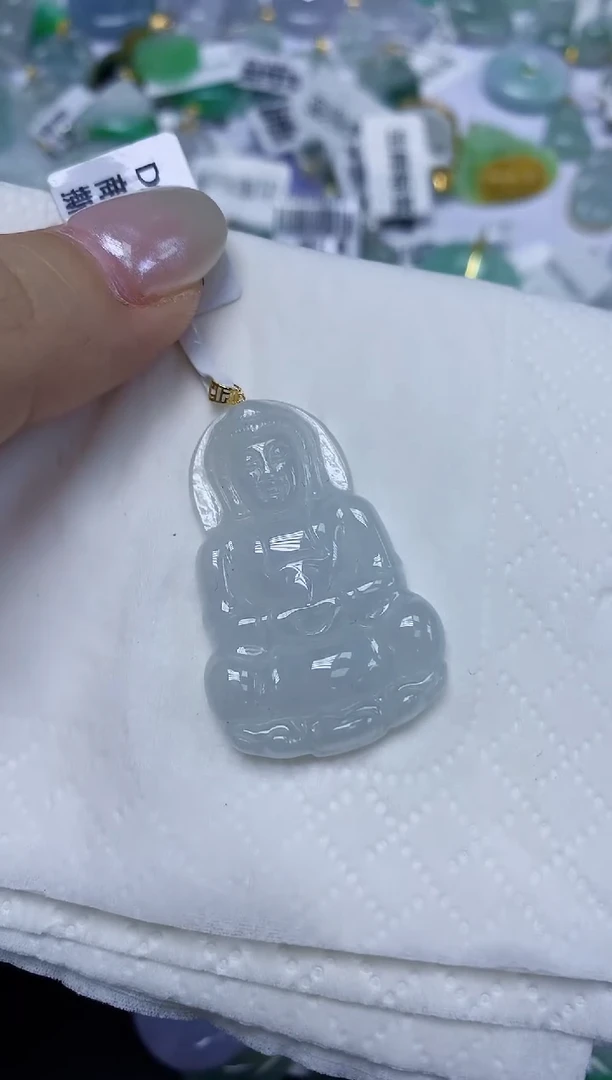 翡翠18K金镶嵌颈饰天然缅甸翡翠A货