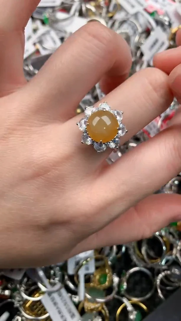 银S925镶嵌戒指翡翠222---9