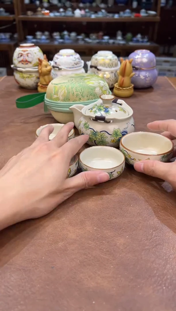 真的很便宜超好看会开片的旅行茶具