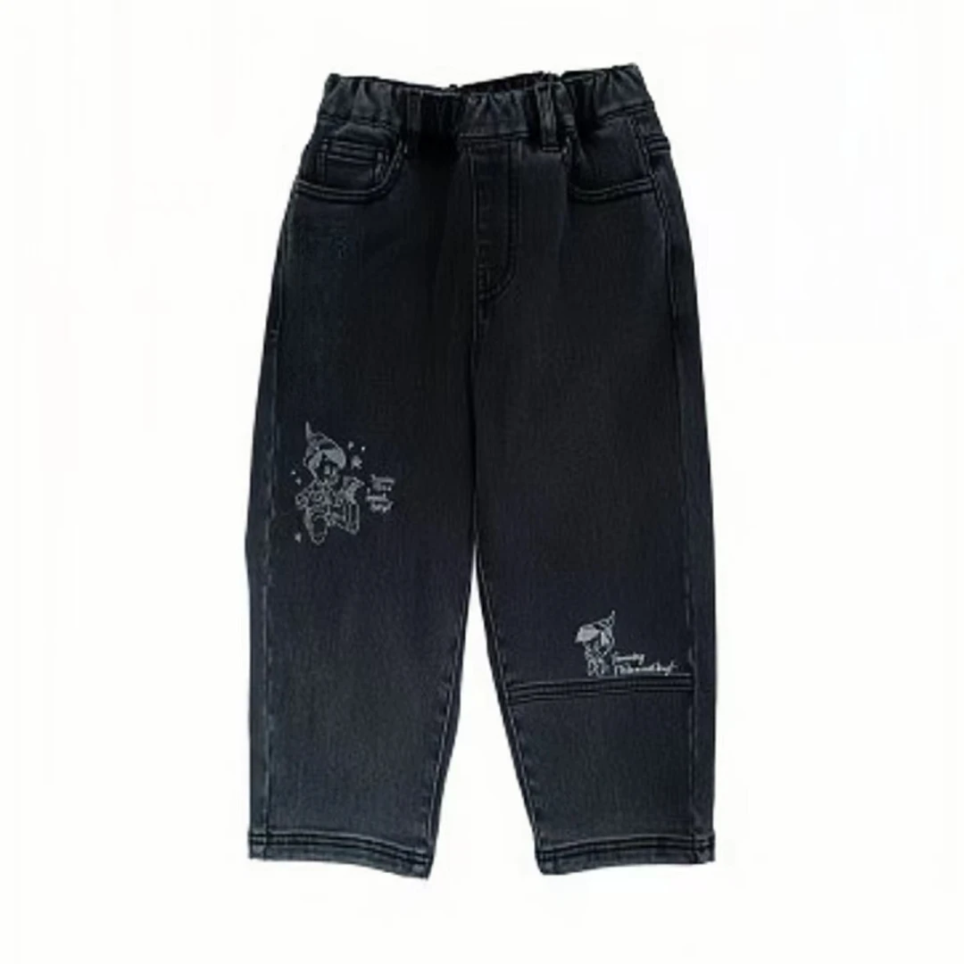 429【T0766】童装趣味纹样百搭加绒牛仔长裤F1HAM4130