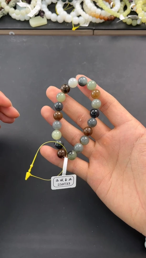 未镶嵌手串和田玉若羌楼兰三色手串卡10微色差