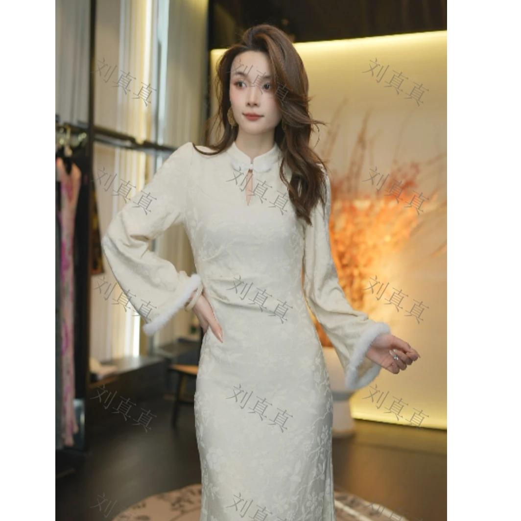 【刘真真京城格格】Z259中式格格风中国风旗袍显贵针织连衣裙QC