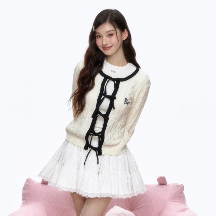 【专属】ELEVEN SLEEP蝴蝶结毛衣甜美百搭外套开衫针织上衣