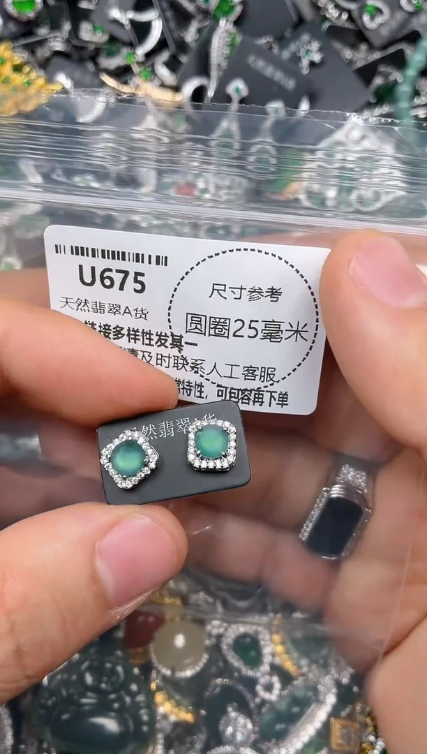 颈饰未镶嵌翡翠U675耳钉