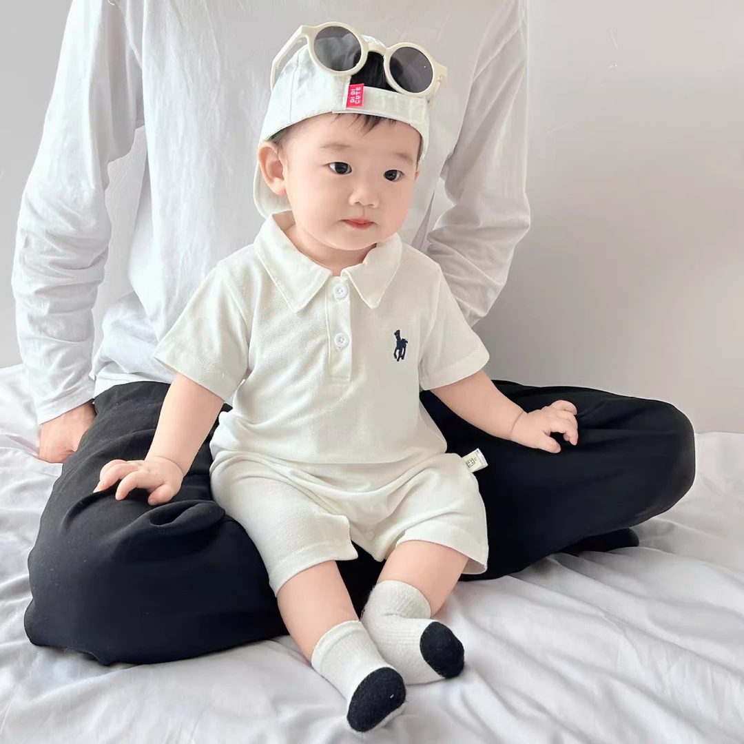 婴儿衣服夏装新款短袖哈衣男女宝宝帅气polo衫婴幼儿外出爬服