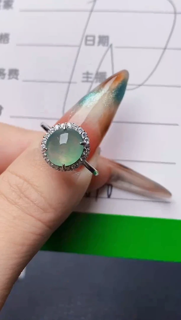 银S925镶嵌戒指翡翠4048