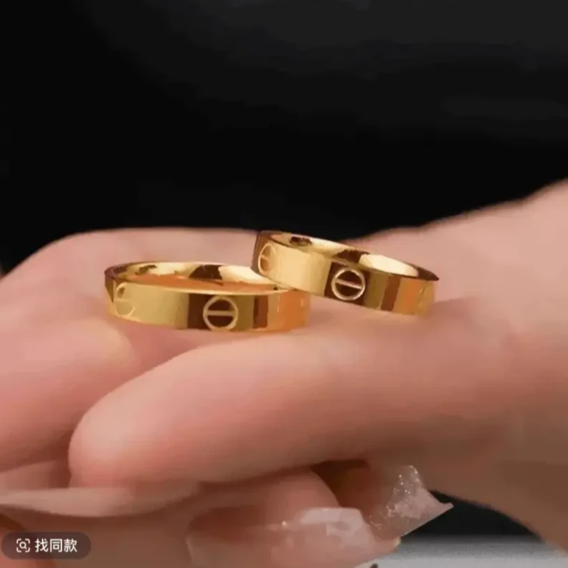 合金戒指 【双十二福利】高级感经典卡家戒指情侣戒指时尚款轻奢