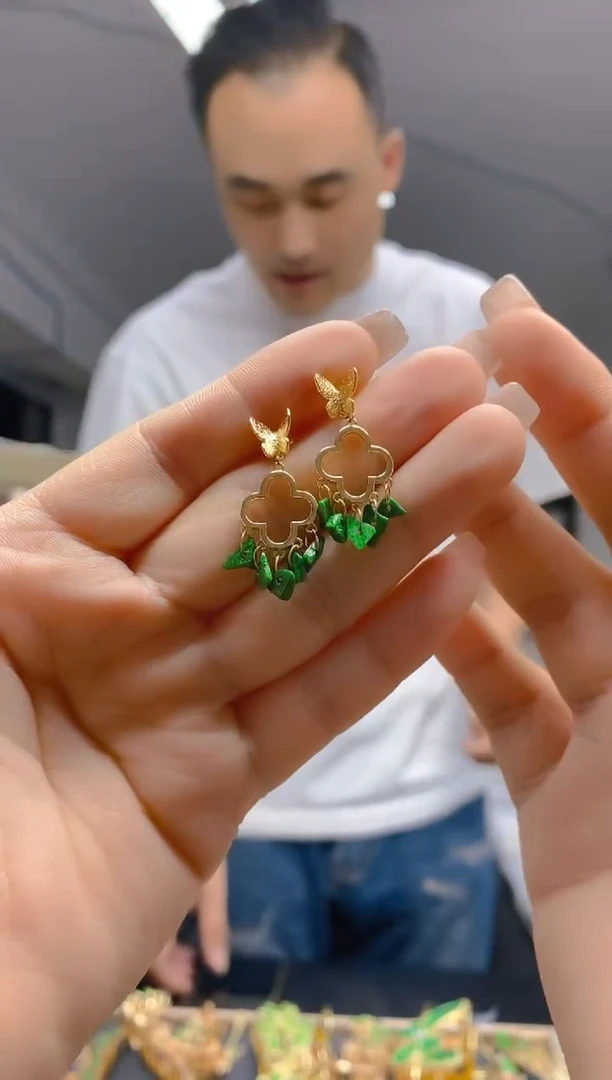 【闪购商品】翡翠耳饰合金39翡翠耳钉