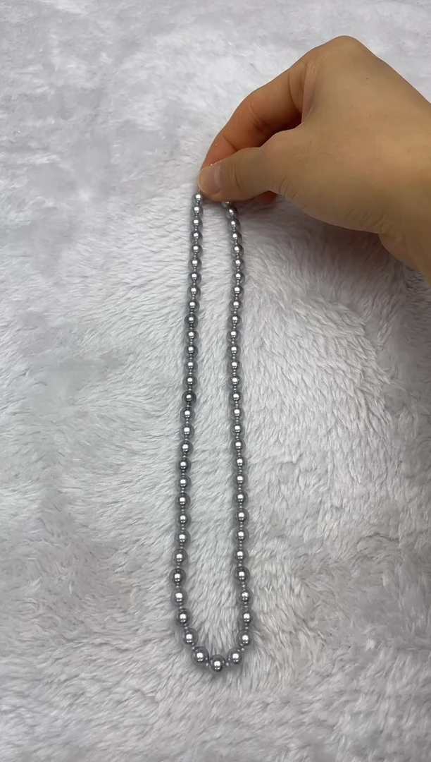 项链银S925镶嵌海水珍珠AK真多麻6.5-7mm