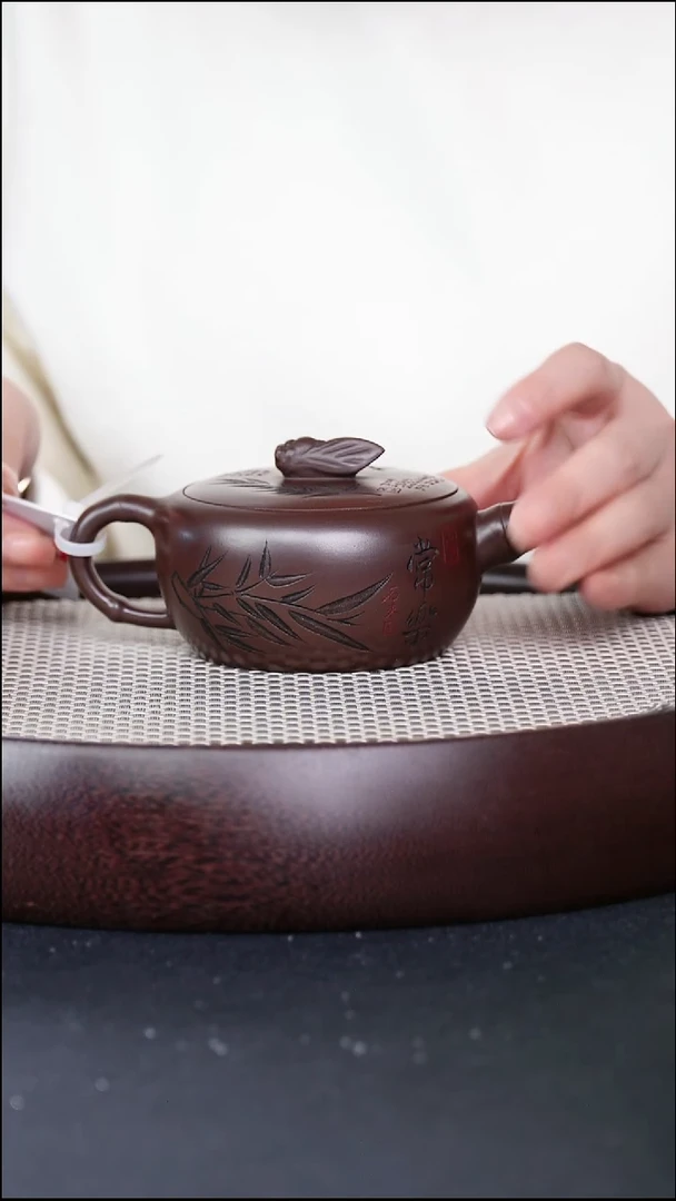 茶壶紫砂宜兴紫砂壶知足常乐h06083