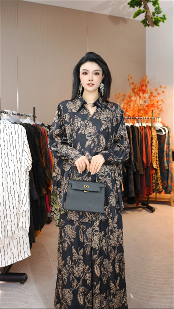 高端私服丨蝴蝶花海丨早春夏季复古气质提花长袖大码套装女-9945#