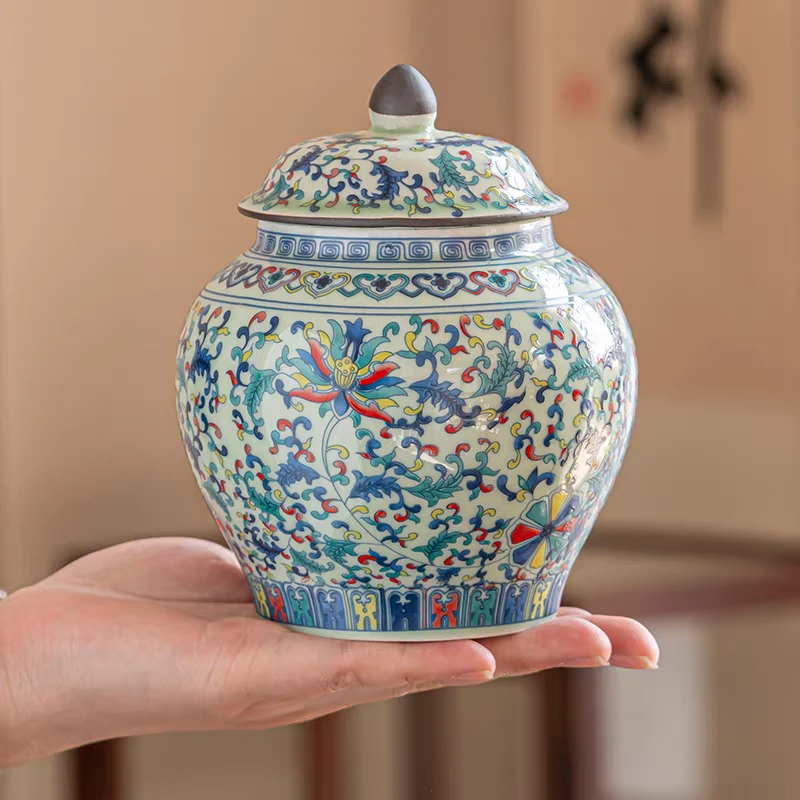 DD圣藏满彩缠枝纹茶叶罐大容量茶叶罐普洱罐陈皮罐L67