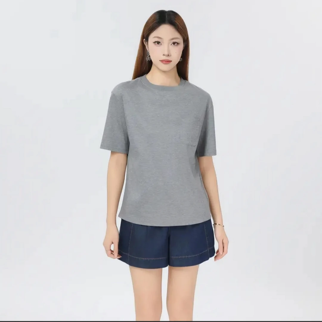 AMASS/阿玛施新款时尚质感简约基础百搭宽松圆领短袖T恤530102