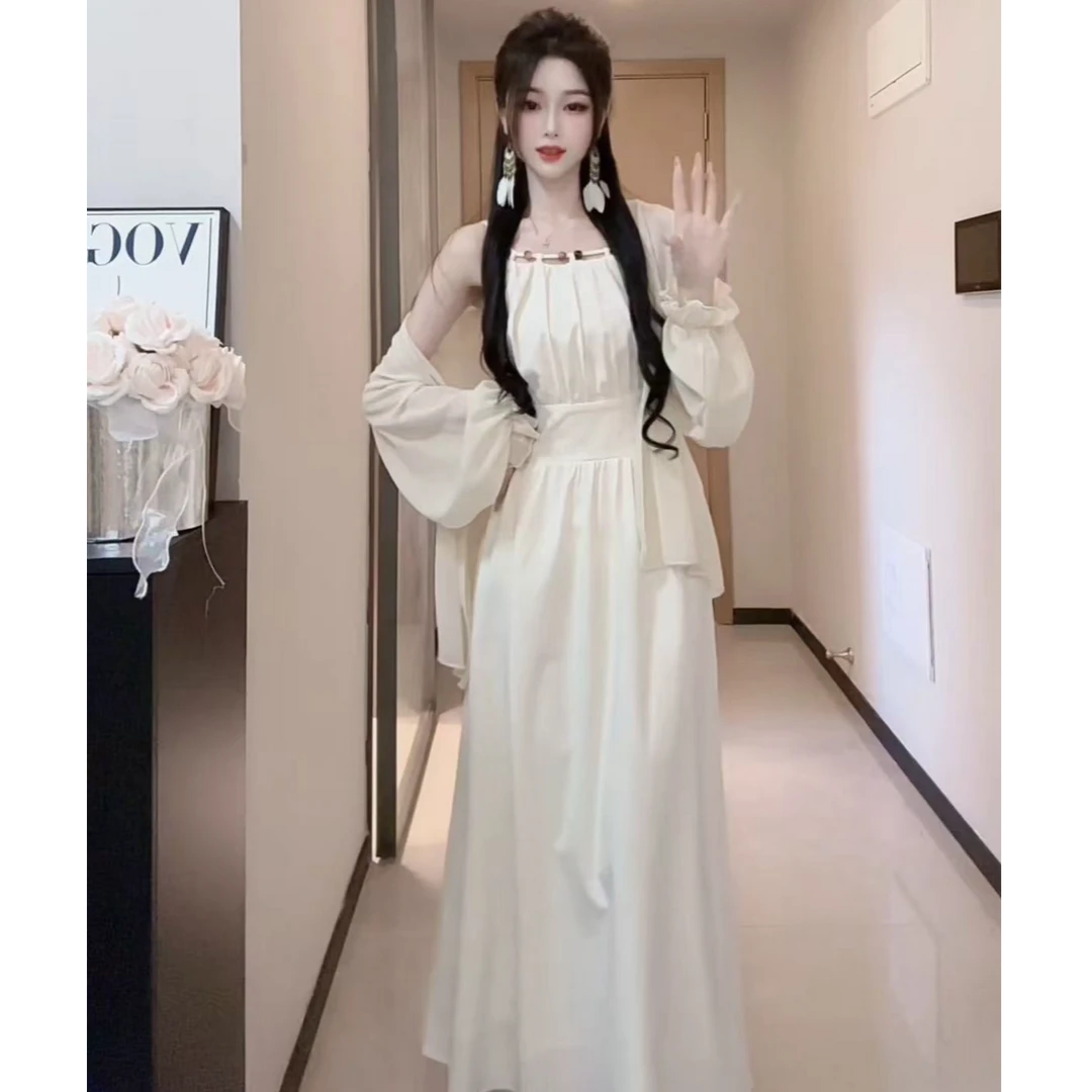 早秋新款时尚甜美修身显瘦气质连衣裙防晒开衫显瘦套装