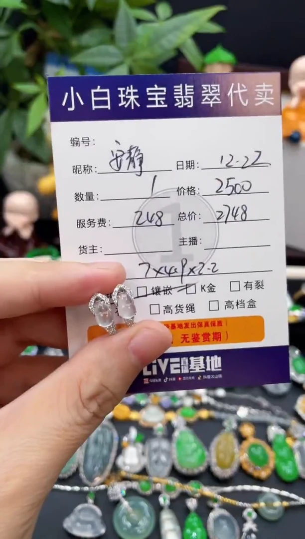 18K金镶嵌翡翠耳饰安**1耳饰