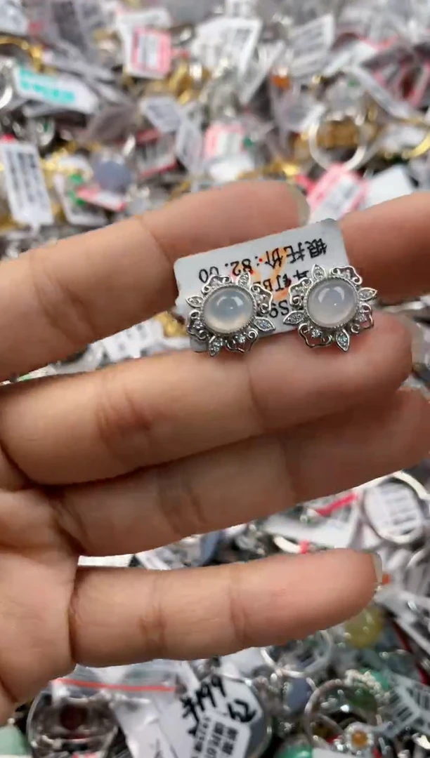 银S925镶嵌戒指翡翠666---6