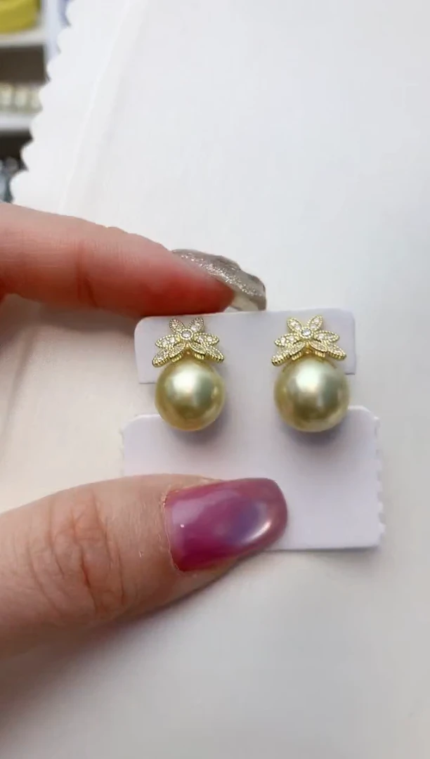 银S925镶嵌耳饰海水珍珠A15