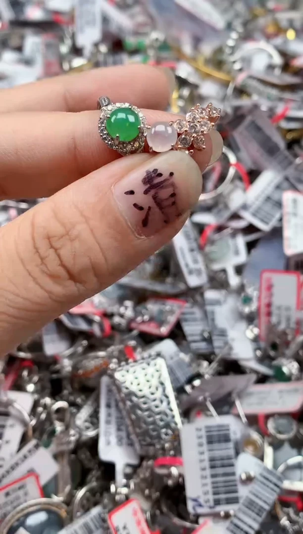 银S925镶嵌戒指翡翠天然A货缅甸翡翠