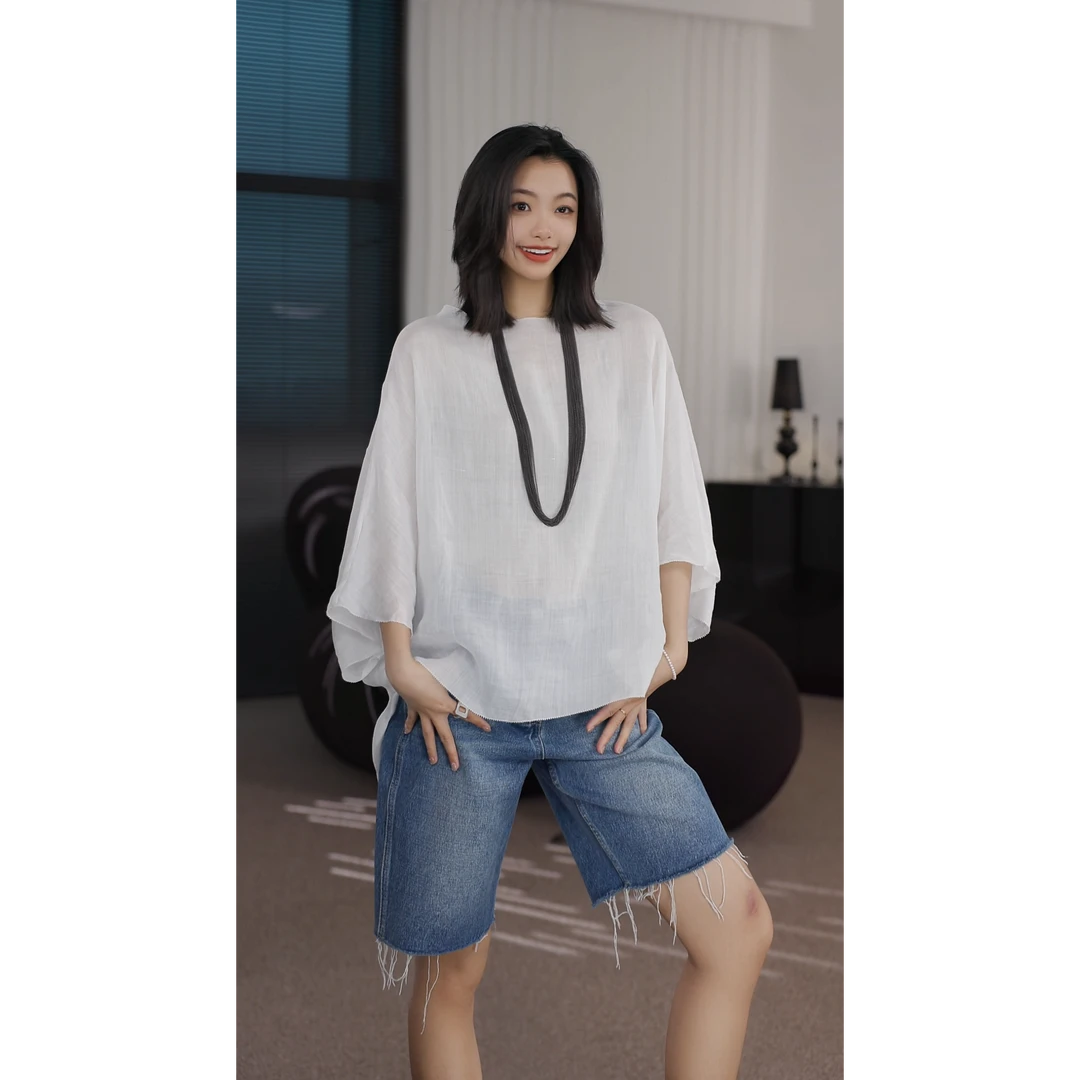 卢尚前短后长设计感衬衣7991