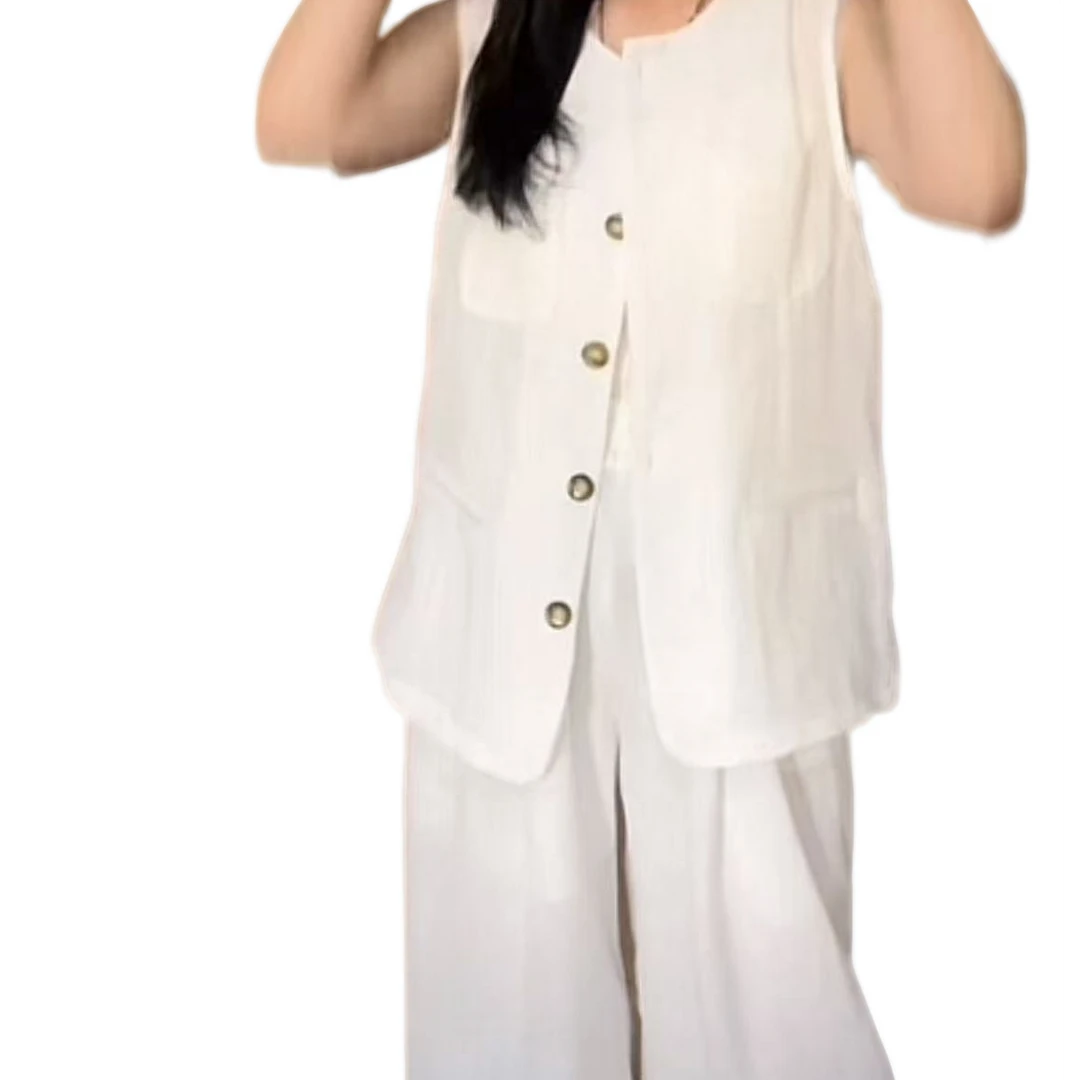 亚麻套装  哈哈服装